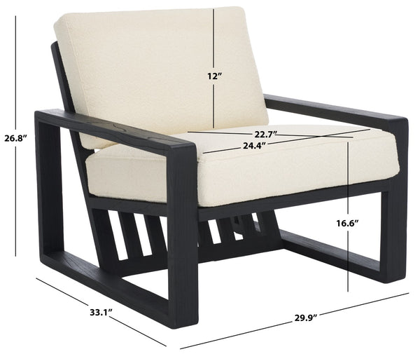 Safavieh Decarlo Boucle Wooden Frame Accent Chair Beige / Black Wood / Fabric / Foam SFV9101B