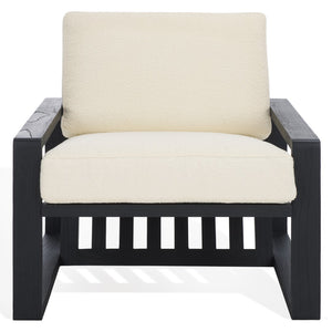 Safavieh Decarlo Boucle Wooden Frame Accent Chair Beige / Black Wood / Fabric / Foam SFV9101B