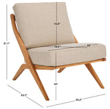 Safavieh Nicki Scandinavian Accent Chair Sand / Natural Wood / Fabric / Foam SFV9102A