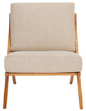 Safavieh Nicki Scandinavian Accent Chair Sand / Natural Wood / Fabric / Foam SFV9102A