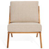 Safavieh Nicki Scandinavian Accent Chair Sand / Natural Wood / Fabric / Foam SFV9102A