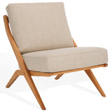 Safavieh Nicki Scandinavian Accent Chair Sand / Natural Wood / Fabric / Foam SFV9102A