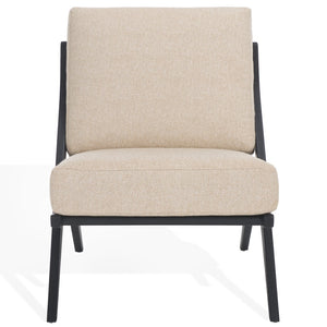 Safavieh Nicki Scandinavian Accent Chair Sand / Black Wood / Fabric / Foam SFV9102B