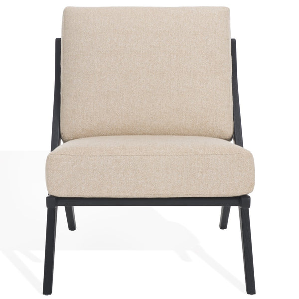 Safavieh Nicki Scandinavian Accent Chair Sand / Black Wood / Fabric / Foam SFV9102B