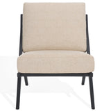 Safavieh Nicki Scandinavian Accent Chair Sand / Black Wood / Fabric / Foam SFV9102B