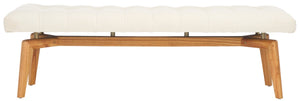 Safavieh Gallagher Tufted Boucle Bench Beige / Natural Wood / Fabric / Foam SFV9103A