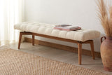 Safavieh Gallagher Tufted Boucle Bench Beige / Natural Wood / Fabric / Foam SFV9103A