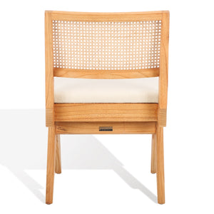 Safavieh Jaqueline Boucle And Rattan Back Dining Chair Beige / Natural Wood / Fabric / Foam SFV9104A