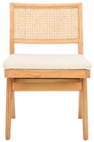 Safavieh Jaqueline Boucle And Rattan Back Dining Chair Beige / Natural Wood / Fabric / Foam SFV9104A