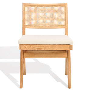 Safavieh Jaqueline Boucle And Rattan Back Dining Chair Beige / Natural Wood / Fabric / Foam SFV9104A