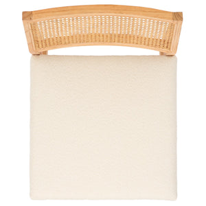 Safavieh Jaqueline Boucle And Rattan Back Dining Chair Beige / Natural Wood / Fabric / Foam SFV9104A