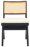 Safavieh Jaqueline Boucle And Rattan Back Dining Chair Beige / Black Wood / Fabric / Foam SFV9104B