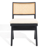 Safavieh Jaqueline Boucle And Rattan Back Dining Chair Beige / Black Wood / Fabric / Foam SFV9104B