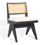 Safavieh Jaqueline Boucle And Rattan Back Dining Chair Beige / Black Wood / Fabric / Foam SFV9104B