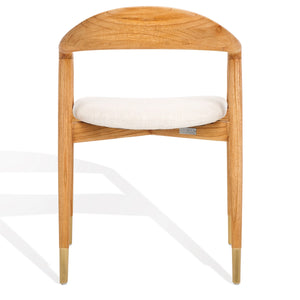 Safavieh Laryssa Curved Back Dining Chair Cream / Natural Wood / Fabric / Foam SFV9105A