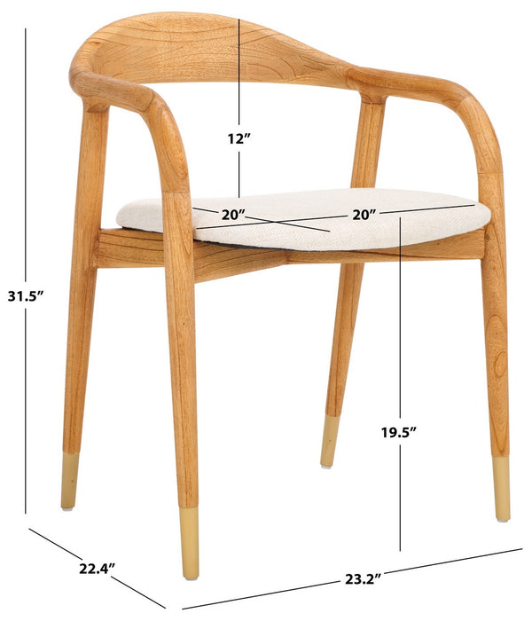Safavieh Laryssa Curved Back Dining Chair Cream / Natural Wood / Fabric / Foam SFV9105A