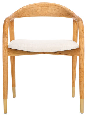 Safavieh Laryssa Curved Back Dining Chair Cream / Natural Wood / Fabric / Foam SFV9105A