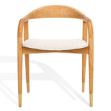 Safavieh Laryssa Curved Back Dining Chair Cream / Natural Wood / Fabric / Foam SFV9105A