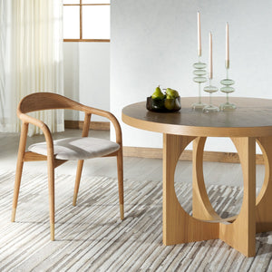 Safavieh Laryssa Curved Back Dining Chair Cream / Natural Wood / Fabric / Foam SFV9105A