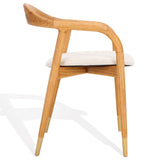 Safavieh Laryssa Curved Back Dining Chair Cream / Natural Wood / Fabric / Foam SFV9105A