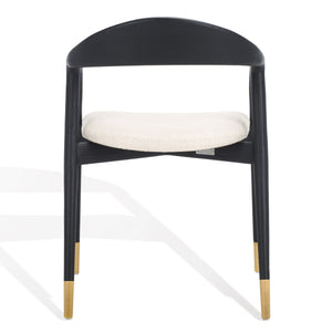 Safavieh Laryssa Curved Back Dining Chair Cream / Black Wood / Fabric / Foam SFV9105B