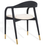 Safavieh Laryssa Curved Back Dining Chair Cream / Black Wood / Fabric / Foam SFV9105B