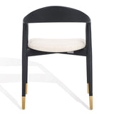 Safavieh Laryssa Curved Back Dining Chair Cream / Black Wood / Fabric / Foam SFV9105B