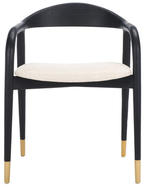 Safavieh Laryssa Curved Back Dining Chair Cream / Black Wood / Fabric / Foam SFV9105B