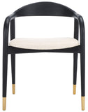 Safavieh Laryssa Curved Back Dining Chair Cream / Black Wood / Fabric / Foam SFV9105B