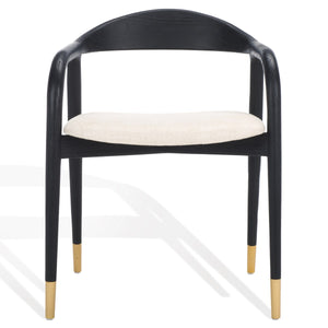 Safavieh Laryssa Curved Back Dining Chair Cream / Black Wood / Fabric / Foam SFV9105B