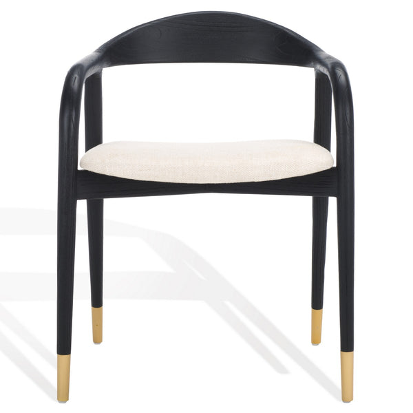 Safavieh Laryssa Curved Back Dining Chair Cream / Black Wood / Fabric / Foam SFV9105B