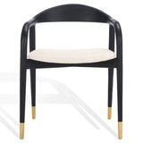 Safavieh Laryssa Curved Back Dining Chair Cream / Black Wood / Fabric / Foam SFV9105B