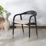 Safavieh Laryssa Curved Back Dining Chair Cream / Black Wood / Fabric / Foam SFV9105B