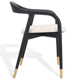 Safavieh Laryssa Curved Back Dining Chair Cream / Black Wood / Fabric / Foam SFV9105B