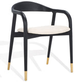 Safavieh Laryssa Curved Back Dining Chair Cream / Black Wood / Fabric / Foam SFV9105B