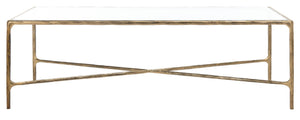 Safavieh JESSA Rectangle Metal Coffee Table – Elegant Forged Frame with Glass Top for Modern Living Spaces Brass SFV9500A