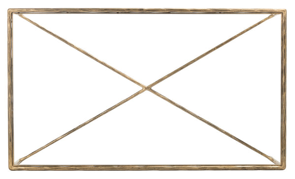 Safavieh JESSA Rectangle Metal Coffee Table – Elegant Forged Frame with Glass Top for Modern Living Spaces Brass SFV9500A