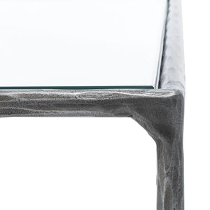 Safavieh JESSA Rectangle Metal Coffee Table – Elegant Forged Frame with Glass Top for Modern Living Spaces Silver SFV9500B