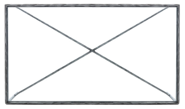 Safavieh JESSA Rectangle Metal Coffee Table – Elegant Forged Frame with Glass Top for Modern Living Spaces Silver SFV9500B