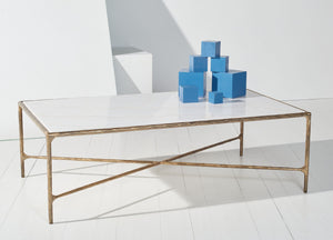 Safavieh JESSA Rectangle Coffee Table - Luxurious Marble Top with Elegant Black Metal Frame for Modern Living White / Brass SFV9500C