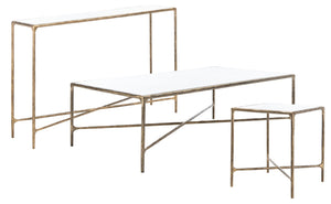 Safavieh JESSA Elegant Forged Metal Console Table with Luxurious Marble Top for Modern Living Spaces White / Brass SFV9502C