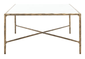 Safavieh JESSA Rectangle Coffee Table - Luxurious Marble Top with Elegant Black Metal Frame for Modern Living White / Brass SFV9500C