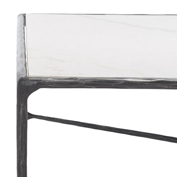 Safavieh JESSA Rectangle Coffee Table - Luxurious Marble Top with Elegant Black Metal Frame for Modern Living Black / White SFV9500D