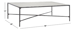 Safavieh JESSA Rectangle Coffee Table - Luxurious Marble Top with Elegant Black Metal Frame for Modern Living Black / White SFV9500D