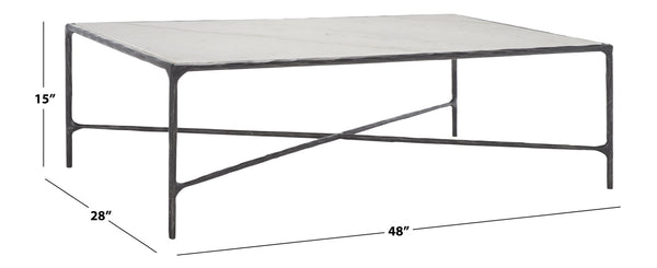 Safavieh JESSA Rectangle Coffee Table - Luxurious Marble Top with Elegant Black Metal Frame for Modern Living Black / White SFV9500D