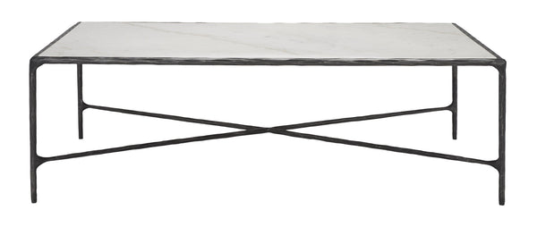 Safavieh JESSA Rectangle Coffee Table - Luxurious Marble Top with Elegant Black Metal Frame for Modern Living Black / White SFV9500D