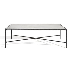 Safavieh JESSA Rectangle Coffee Table - Luxurious Marble Top with Elegant Black Metal Frame for Modern Living Black / White SFV9500D