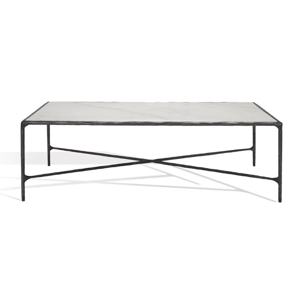 Safavieh JESSA Rectangle Coffee Table - Luxurious Marble Top with Elegant Black Metal Frame for Modern Living Black / White SFV9500D