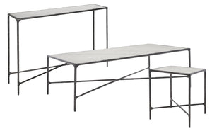Safavieh JESSA Elegant Forged Metal Console Table with Luxurious Marble Top for Modern Living Spaces Black / White SFV9502D