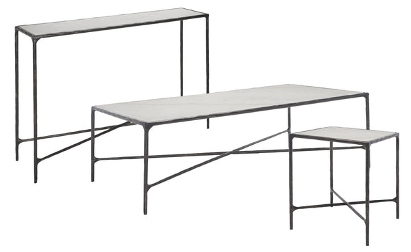 Safavieh JESSA Elegant Forged Metal Console Table with Luxurious Marble Top for Modern Living Spaces Black / White SFV9502D